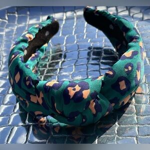 Sold out style! Lele Sadoughi green and pink leopard print headband